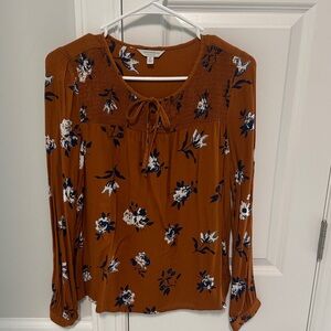Lucky Brand Floral Brown Blouse